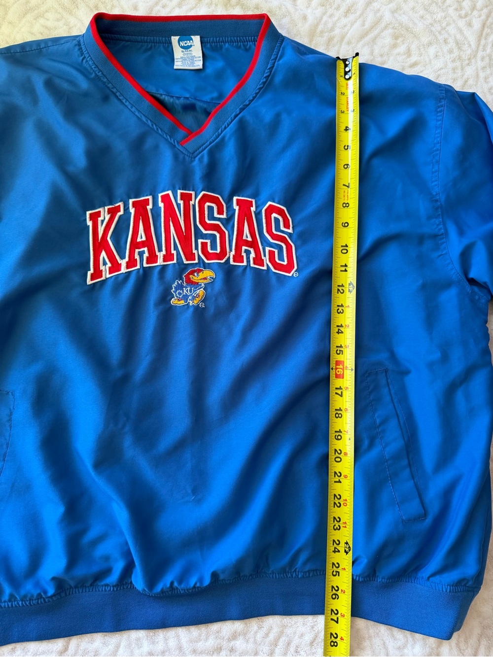 Kansas Jayhawks KU NCAA Vintage Style Blue Pullover Windbreaker Jacket XXL - Picture 8 of 11